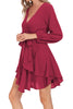 Tied Surplice Balloon Sleeve Layered Dress