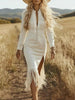 Fringe Hem Slit Midi Dress by Wild and Free Boutique