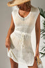 Beige Open Knit Drawstring Waist Beach Dress by Wild and Free Boutique