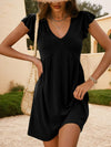 Lovelet V-Neck Ruffled Cap Sleeve Mini Dress