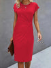 Front Knot Bodycon Midi Dress – Round Neck Sleeveless Tie Dress by FitiqueFit