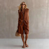 Women's Linen Shirt and Shorts Set – Sleeveless Summer Two-Piece by FitiqueFit