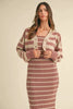 Stripe Crop Cardigan and Bodycon Dress Sweater Set – Two-Piece Knit Set, Striped Crop Cardigan Dress, Cozy Sweater Dress Set, Chic Layered Knit Outfit by Stevvex