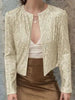 Elegant Women Full-Size Sequin Open Front Cropped Jacket With Glamorous Sparkle Luxury Women Party Jacket by Stevvex