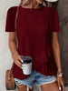 Women’s Casual Solid Color Short Sleeve Crew Neck Top by FitiqueFit