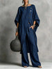 Women's Drop Shoulder Three-Quarter Sleeve Irregular Shirt & Pants Set by FitiqueFit