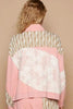 Modern Women Pink Applique Patchwork Zip-Up Jacket Artistic Details And Functional Design by Stevvex