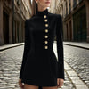 Women’s Stand Collar Blazer Dress – Slim Fit Formal Short Outfit by FitiqueFit