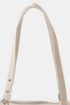 Fame Beige Leather Handbag Grommet Belt Strap Rectangular