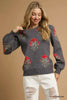Umgee Single Flower Stem Jacquard Sweater by FitiqueFit