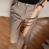 Women's Solid Color Wool-Like Tapered Trousers | Classic Ankle-Length Pants by FitiqueFit