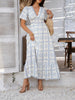 Elegant Printed V-Neck Short Sleeve Maxi Dress Beautiful Casual Women Long Dress by Stevvex