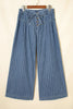 Sky Blue Stripe Button Pleated Drawstring Waist Casual Wide Leg Jeans by Wild and Free Boutique