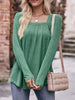 Pleated Square Neck Long Sleeve T-Shirt by Simply Love