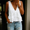 V-Neck Ruffled Sleeveless Vest Top – Solid Color Women’s Tank by FitiqueFit