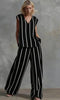 Women’s Sleeveless Striped Top and Full-Length Pants Set by FitiqueFit