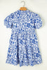 Royal Blue Printed Puff Sleeve Dress Stylish & Feminine Statement Dress For Every Occasion by Stevvex
