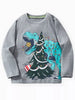 Children's Dinosaur Christmas Tree Graphic Long Sleeve T-Shirt by Simply Love