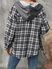 Plaid Buttoned Long Sleeve Hooded Jacket for Women – Cozy & Stylish Cotton-Blend Outerwear by Stevvex