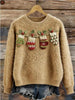 Digital-print Christmas Womens Flannel Crewneck Hoodie by My Store