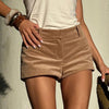 Women's Low-Rise Straight-Leg Corduroy Shorts by FitiqueFit