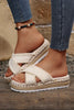 White Pompom Knit Platform Slide Slippers by Wild and Free Boutique