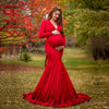 Mercerized Cotton Maternity V-neck Mop Long Sleeve Long Dress
