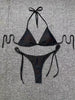 Bikini Leopard Print 2 Piece Swimsuit for Women – High Cut Lace-Up Backless Flattering Bikini Set with Halter Spaghetti Strap – Stretchy Sexy and Stylish Swimwear for Pool Beach and Summer Vacation by Stevvex