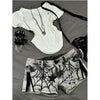 Womens American-style Spiderweb Print Diamond Skull And Star Denim Shorts by My Store