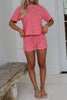 Rose Stripe Side Split Knit Tee Drawstring Shorts Set by Wild and Free Boutique