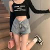 Slim-fit Cuffed High-waisted Denim Shorts by My Store