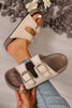 Camel Embroidered Trim Retro Buckle Faux Suede Slippers by Wild and Free Boutique