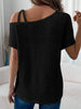 Asymmetrical Neck Short Sleeve T-Shirt by Simply Love