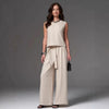 Sleeveless Cotton-Linen Wide-Leg Pants Set – 4 Colors, S–2XL by FitiqueFit