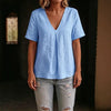 Women's Pleated Cotton-Linen Short-Sleeve Shirt – 5 Colors S–XXL by FitiqueFit