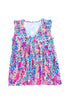 Multicolor Abstract Print Boho Flounce Hem Sleeveless Shirt