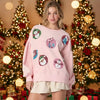 Women’s Christmas Egg Sequined Long-Sleeve Loose Sweatshirt by FitiqueFit