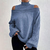 Women’s Elegant Off-Shoulder Turtleneck Sweater — Long Sleeve Knit Top by FitiqueFit