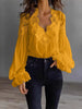 Lace-Panel Puff Sleeve Pleated Ruffle Shirt | Ballet Style by FitiqueFit