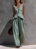 Ruffled Tank Top & Draping Wide-Leg Pants Set – 6 Colors, S–3XL by FitiqueFit