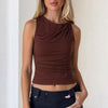Women's Slim-fit Solid-color Sleeveless Top With A Twist Detail by My Store