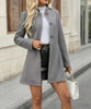 Women’s Elegant Stand Collar Slim Jacket – Button Front A-Swing Long Sleeve Coat by FitiqueFit