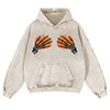 Skeleton Hands Holding Pumpkins Gothic Hoodie – Playful Meme Halloween Aesthetic Washed Pullover
