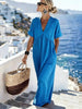 V-Neck Short-Sleeve High Waist Maxi Dress | Resort Style by FitiqueFit