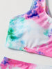 Bikini Tie Dye 2 Piece Swimsuit Set – Vibrant High Waist Comfortable Bikini with Round Neck Crop Top High Cut Leg and Comfortable Fit – Stylish Women's Swimwear for Summer Beach Vacations Pool Parties and Water Sports by Stevvex