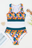 Green Floral Print Racerback High Waist Bikini Swimwear by Wild and Free Boutique