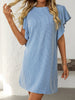 Ruffled Round Neck Short Sleeve Dress Feminine Simple Classic Dress Breathable And Comfy Dress by Stevvex