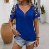 Women's Rhinestone Cut-Out Short-Sleeve Top with Chain Detail by FitiqueFit
