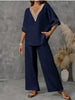 Women's Embroidered V-Neck Top & Wide-Leg Pants Set – 5 Colors S–XXL by FitiqueFit
