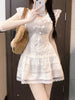 Sweet Gentle White Dress Women's Summer New French Style Slim Fit Slimming Lace Stitching